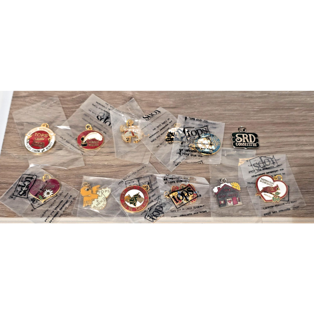 New Vintage TOPS Assorted Charms Lot Of 12 - Weight Loss - Take OFF Pounds